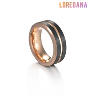 loredana fashion tungsten steel jewelry epic exquisite rose gold black rim stainless steel ring for men noble elegant r1071