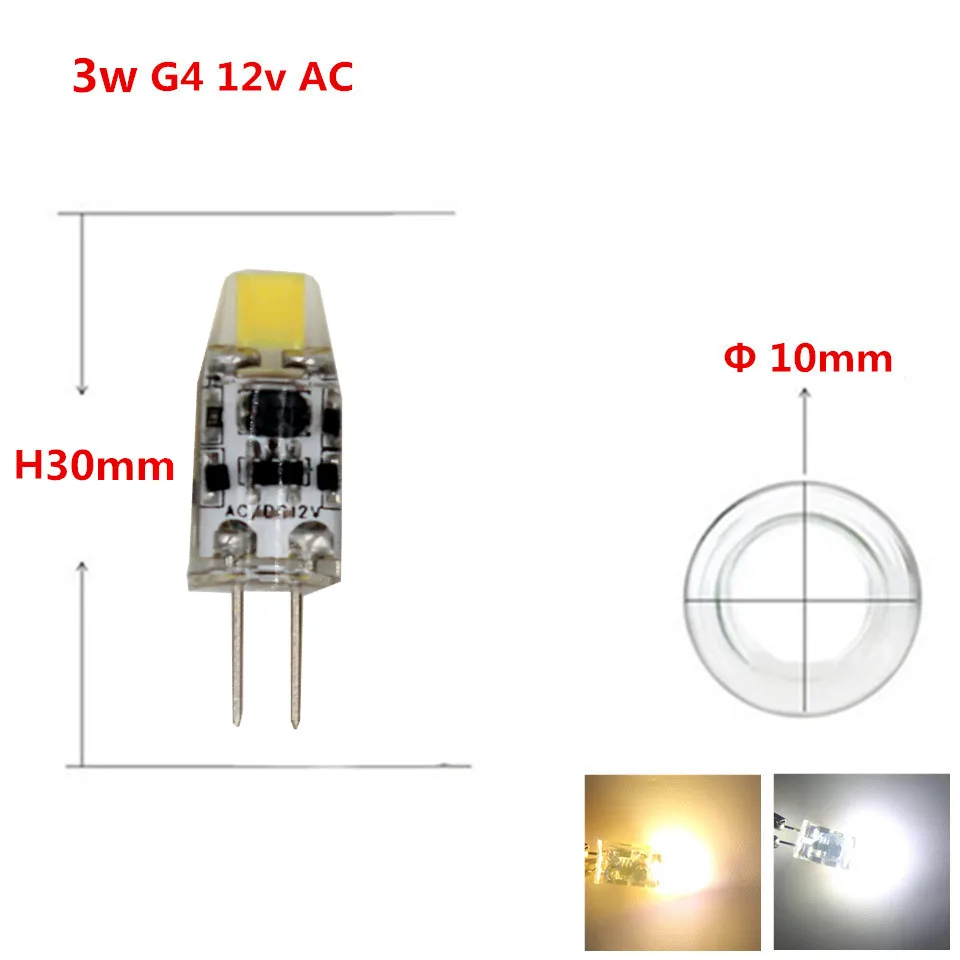 3w g4 cob AC12V 3w 6w 9w G4 G9 светодиодный светильник 12v DC/AC 220V AC 110V AC теплый белый игольчатый источник света - Испускаемый цвет: 3w g4 cob AC12V