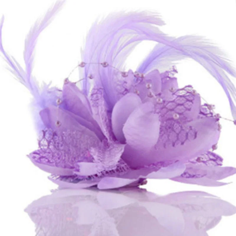 

Fashionable Charm Bridal Head Flower Corsage Trinket Feather Modeling Decorative Headdress Fabric Material