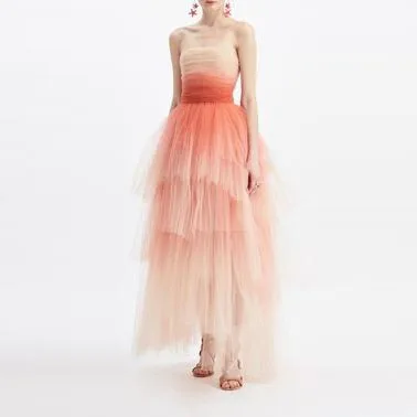 

Colored Ankle Length Soft Tulle Women Dresses To Birthday New Year Party A-line Off The Shoulder Summer Dress