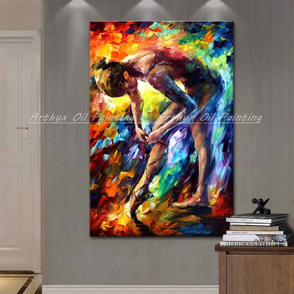 Ручная роспись балетный танцор палитра нож масляная живопись на холсте