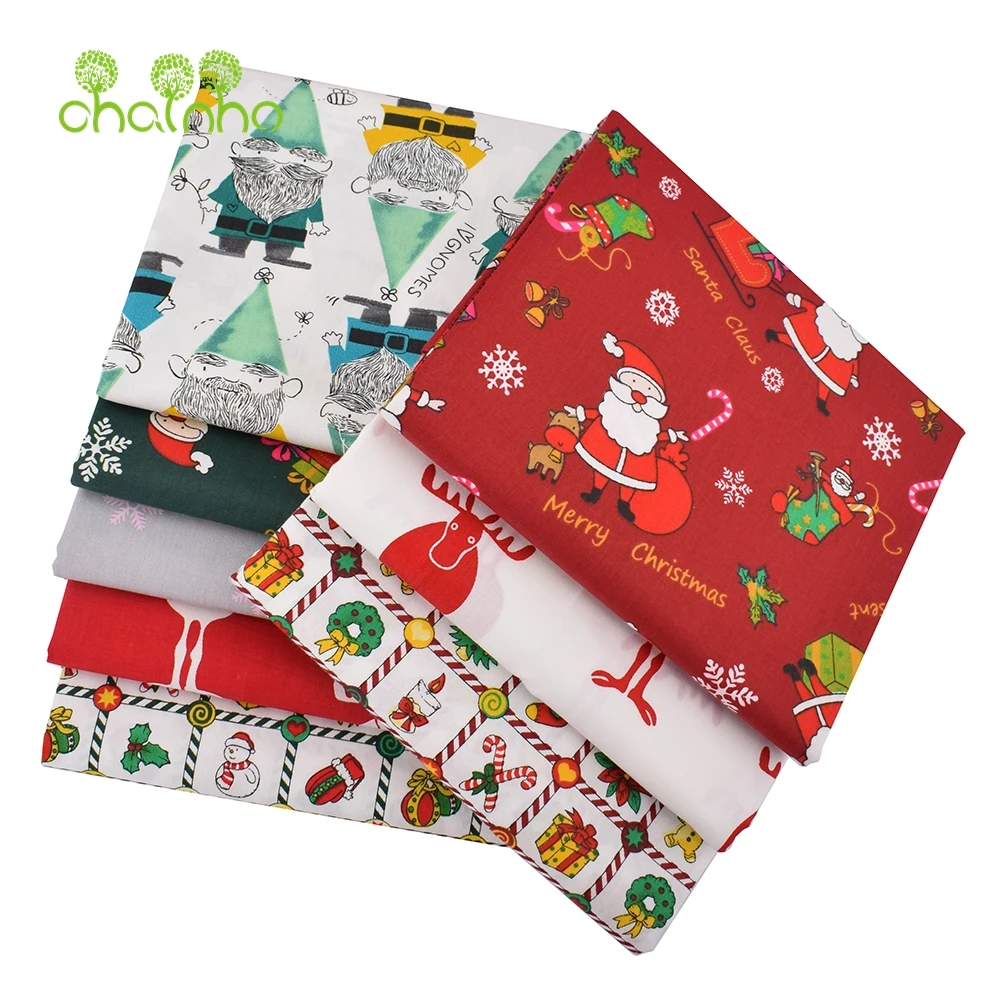Chainho 8 шт./лот Рождественская серия саржевая хлопчатобумажная ткань с принтом