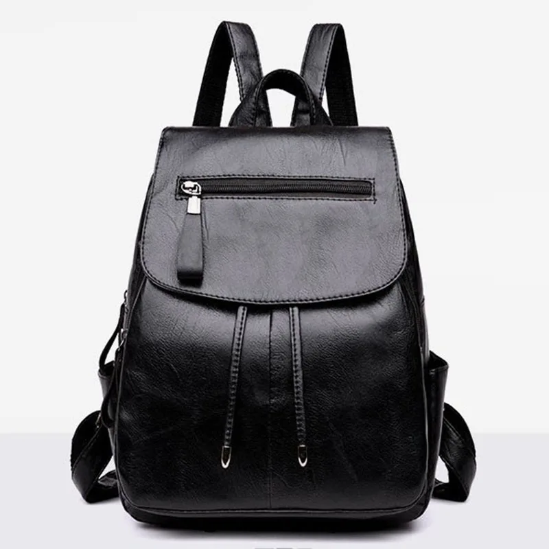 Bolsa Feminina De Couro Vaca Anti Furto Preta Sac A Dos Femme En Cuir Mochila Mujer Moda 2020 женский рюкзак из черной кожи