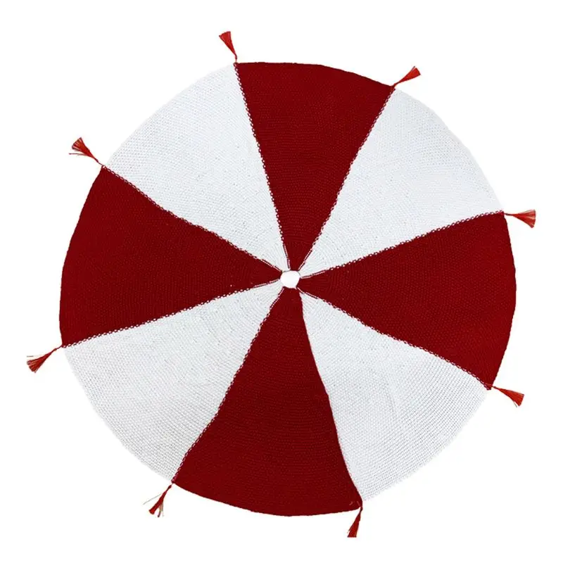

120cm Christmas Tree Skirt Tassel Bottom Floor Mat Cover Carpet Xmas Decoration New Year Home Outdoor Decor