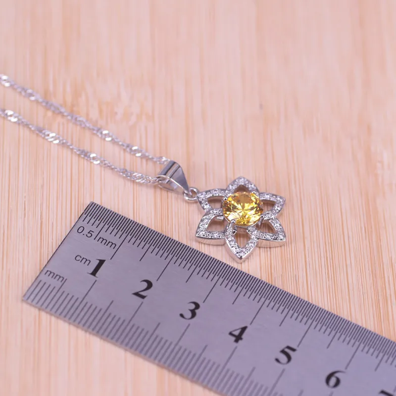 Risenj Sparking Yellow Silver Color Hexagon Shiny Star Jewelry Earrings Ring Necklace Bracelet Set Bridal | Украшения и