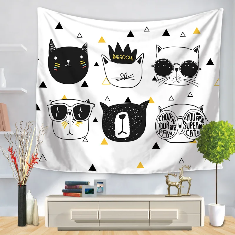 С животным принтом настенный гобелен с черно-белым фоном ткань всюду ковёр висит