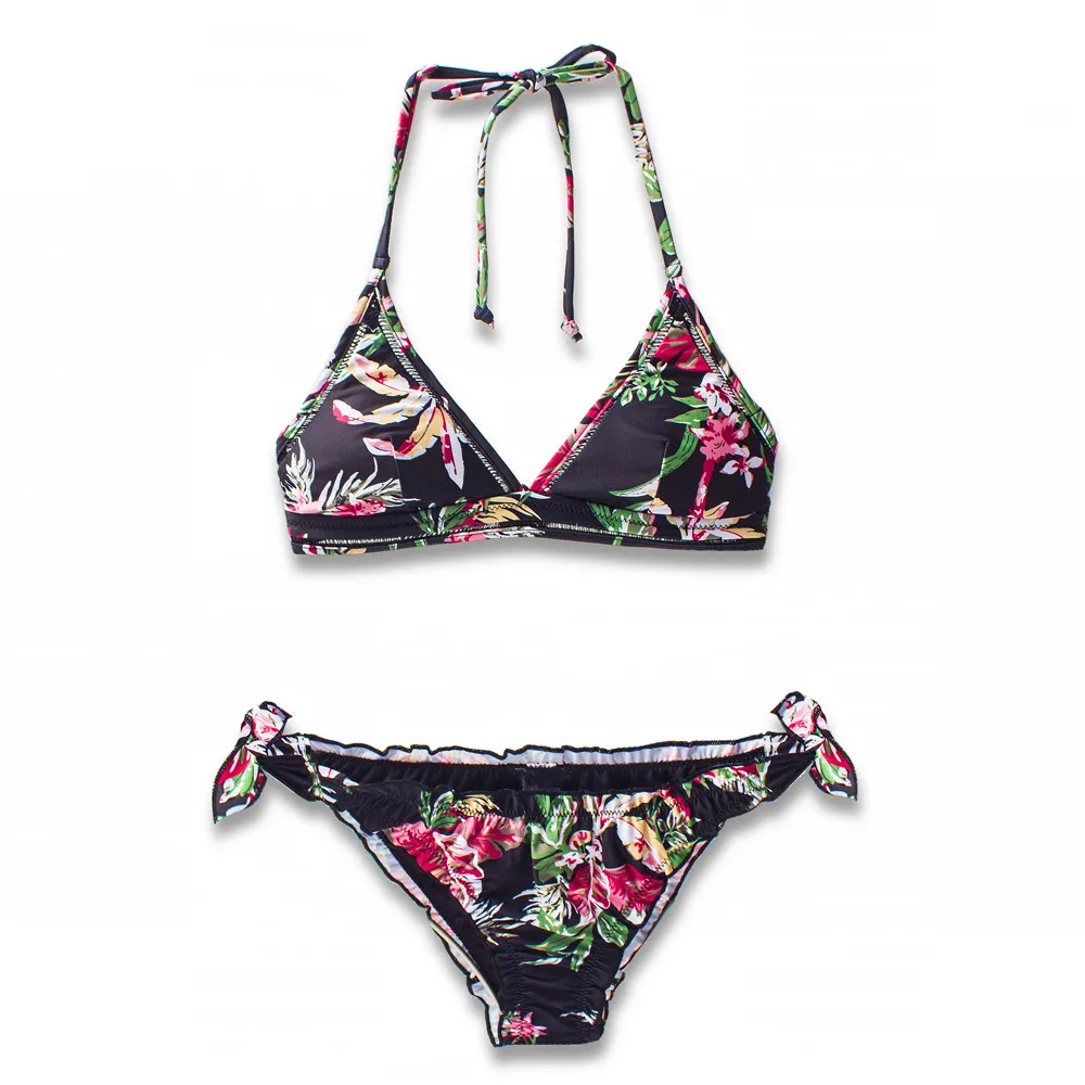 Комплект бразильского бикини с цветочным принтом 2019 стринги женский купальник