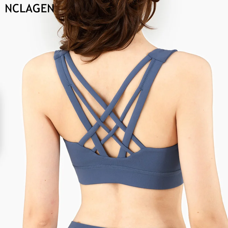 Спортивный бюстгальтер NCLAGEN с эффектом пуш ап укороченный топ для йоги женское