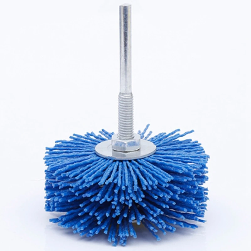 

8 Pieces 80X30X6mm Drill Abrasive Wire Grinding Wheel Nylon Bristle Polishing Brush for Wood Furniture Mahogany Finish