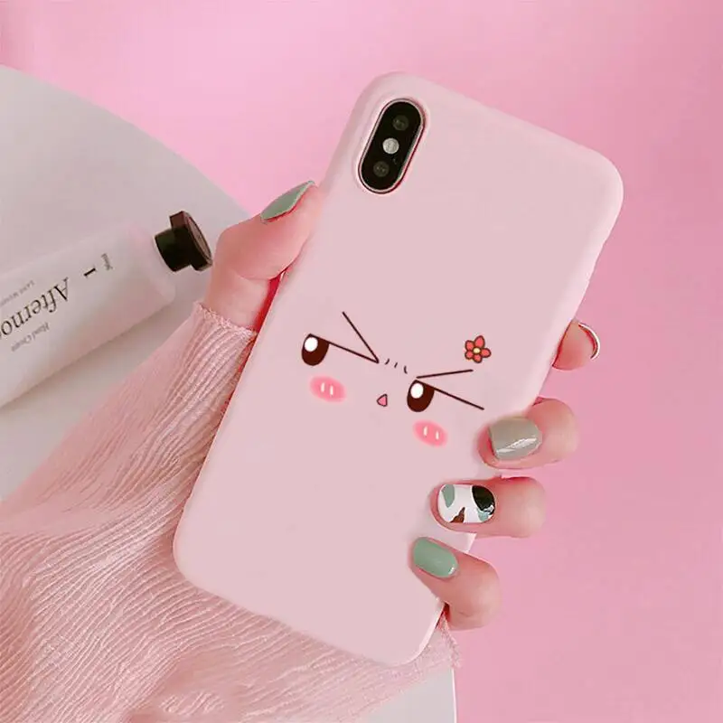 

Cute Cartoon Smiley Phone Case Candy Color for iPhone 6 7 8 11 12 s mini pro X XS XR MAX Plus