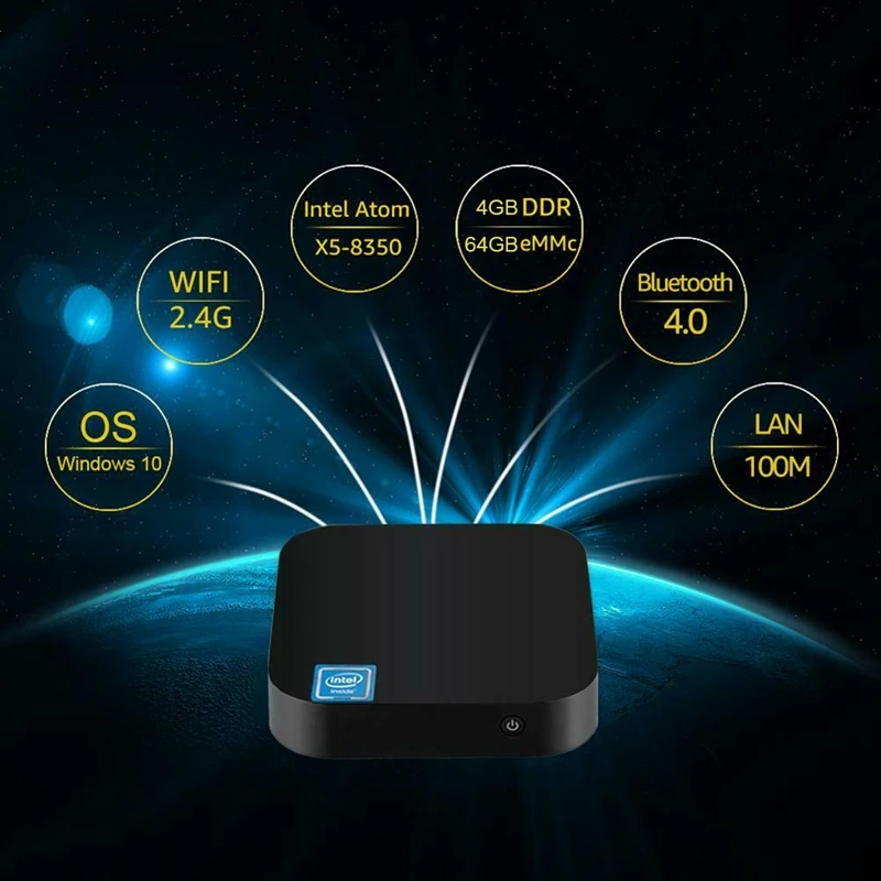 Mini PC Windows10 Wintel Pro Atom Intel Quad Core Z8350 1.84GHz 4GB/64GB Dual 2.4G/5G WIFI 100M LAN Desktop Computers | Компьютеры и