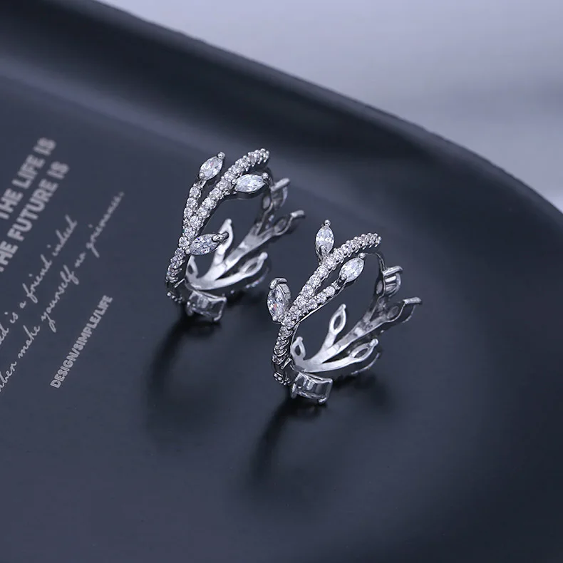 Модные серьги кольца из кубического циркония с серебряным покрытием в форме