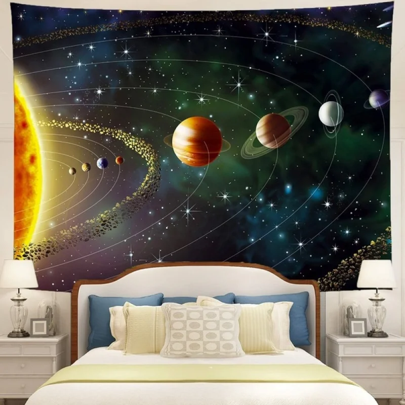 Planets Tapestry Outer Space Galaxy Universe Printed Tapestries Wall Hanging Mural for Bedroom Living Room Dorm Home Decoration | Дом и сад