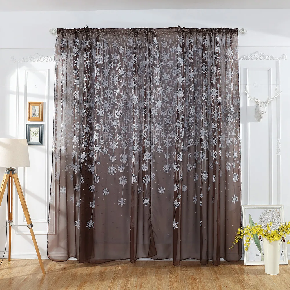 1 шт. рождественские шторы со снежинками современные тюлевые оконные вуаль