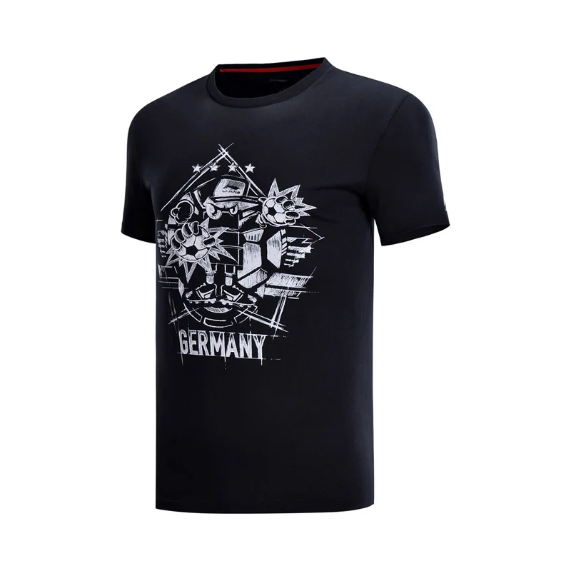 Li-Ning Мужская трендовая футболка из хлопка, Повседневная дышащая удобная спортивная футболка с подкладкой, топы AHSN183 MTS2774 - Цвет: AHSN183-5H