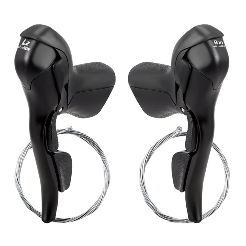 

Bicycle Brake Levers Shifter Speed Shifter with Gear Indicator and V Brake Cable for Road Bike