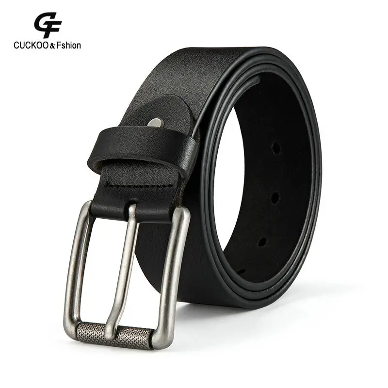 

New Men's Real Belt Needle Buckle Belt Fashion Youth Business Alloy Plate Buckle Pants Belt