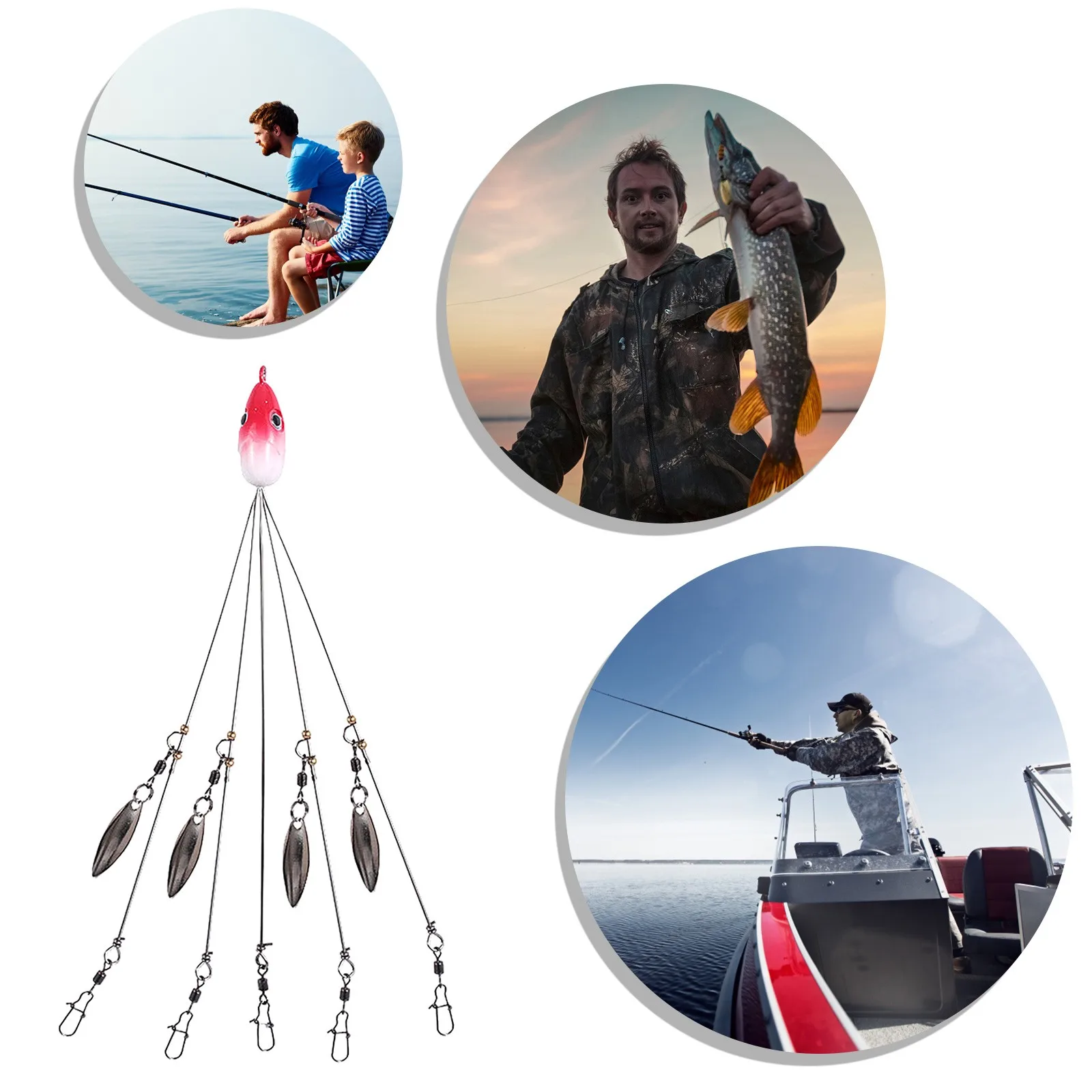 New Hot Umbrella Fishing Lure Rig Alabama Head Steel Bait Group Snap Swivel Tackle Tools | Дом и сад