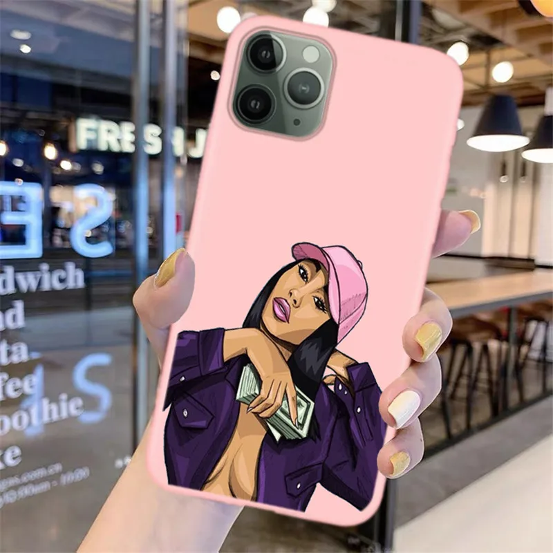 

Afro Girls Black Women Art Case For iPhone 12 11 Pro MAX 7 8 Plus SE2020 6S XR XS Make Money Cash Girl Melanin Poppin Soft Cover