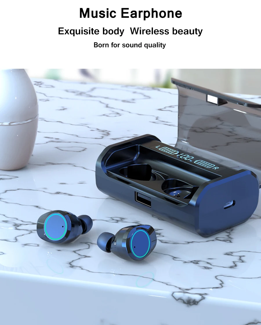 Bluetooth наушники G06 TWS с глянцевым внешним видом 9D бас объемный водонепроницаемый гарнитура удобные безболезненные беспроводные наушники