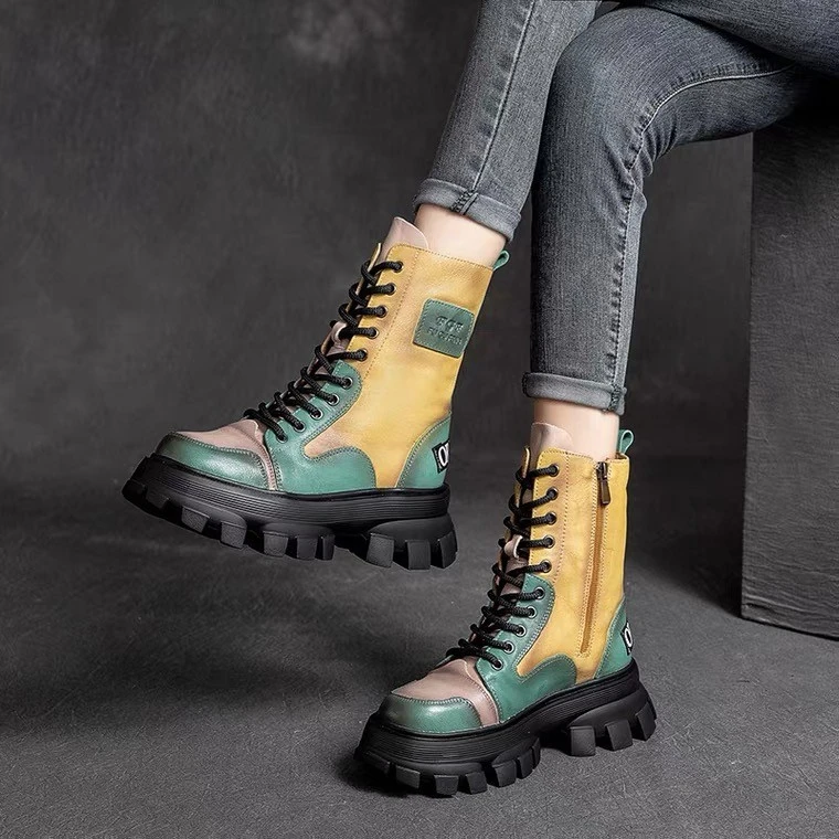 

Женские ботильоны из натуральной кожи, с круглым носком