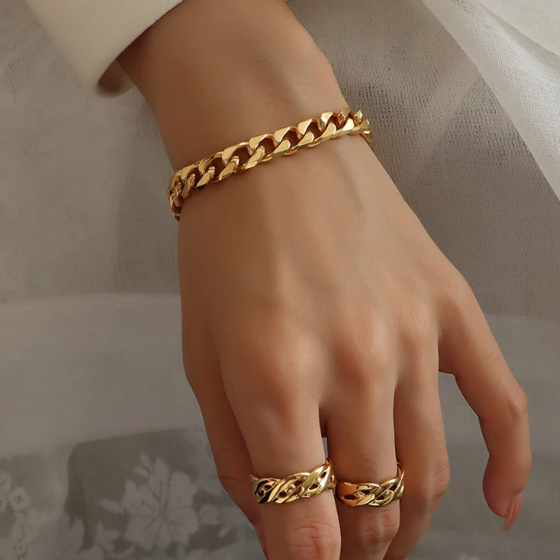 

PuRui 1PCS Gold Color Chain Bracelets & Bangles For Women Men Magnet Suction Bracelet Couples Boho Jewelry Gift Thick Bracelet
