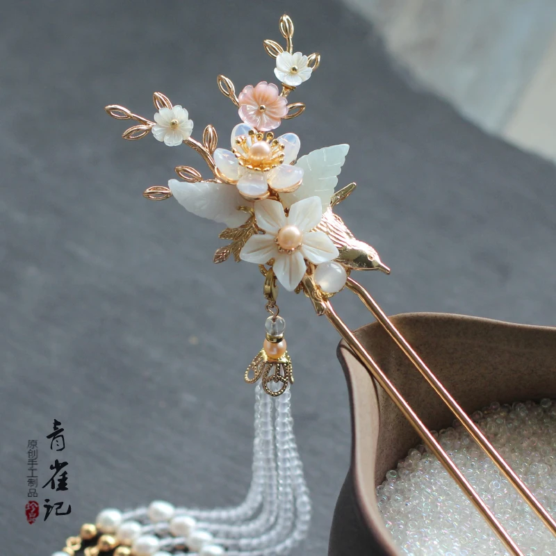 

Antique Style Hairpin Hairpin Chinese Clothing Headdress Tassels Ancient Costume Hair Accessories Hairpin Plated