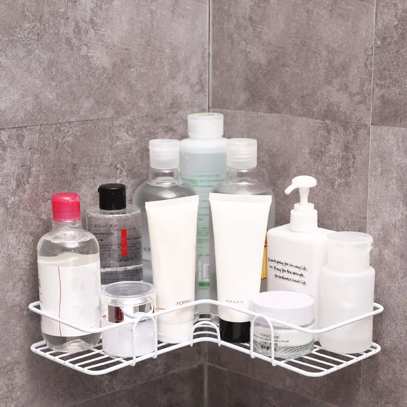 

Bathroom Corner Shelf Wrought Iron Shampoo Storage Rack Kitchen Holders with Suction Bathroom Accessories bathroom accessories