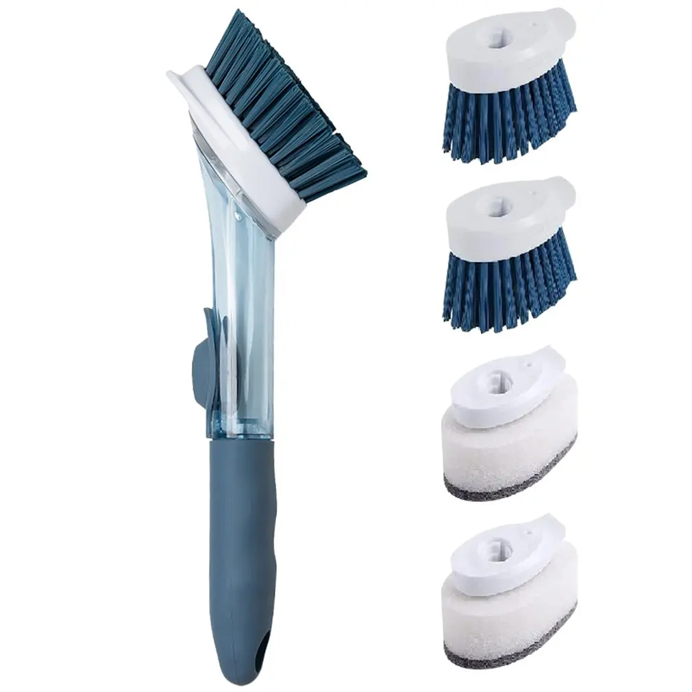 Щетка для мыла с управлением из нержавеющей стали кухонная щетка 4 сменными