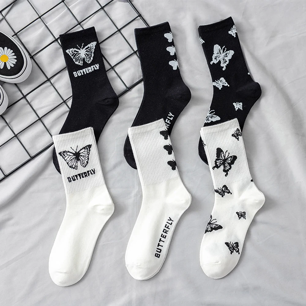 

New High Quality Butterfly Socks Women Streetwear Harajuku Crew Women Socks Fashion EU Size 35-42 Fashion Skateboard Socks