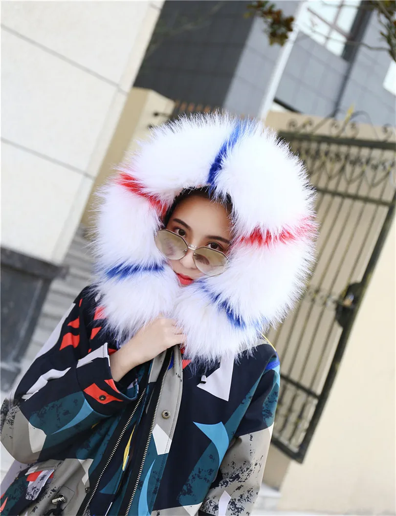 Зимняя меховая парка джинсовая куртка Женское зимнее пальто с капюшоном Длинная