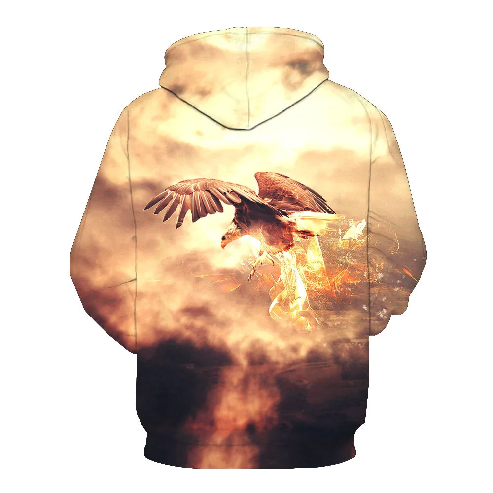 

CNUUIKOOEK Sweatshirts Men's 3D Eagle Printed Hooded Pocket Pullover Hoody Fashion Hooded Men's Hoodies