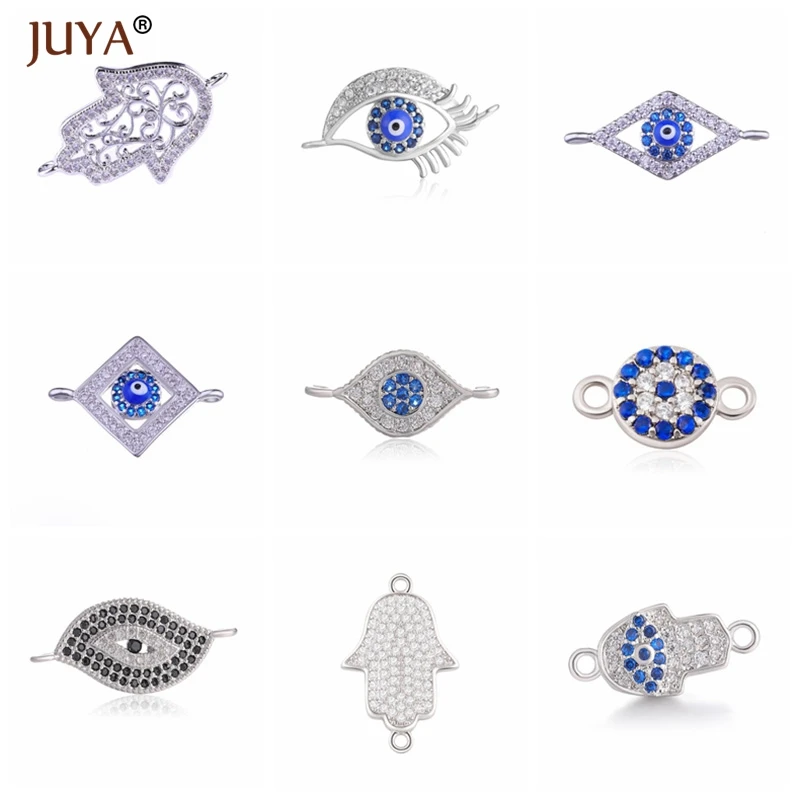 

JUYA Fashion Connectors Evil Eye Fatima Hand Amulet Jewelry Accessories Supplies for DIY Making Bracelets Findings Components