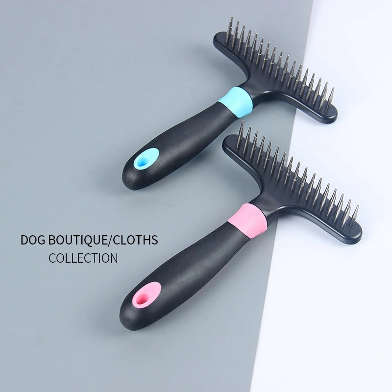 

Щетка для груминга домашних животных, расческа для груминга кошек и собак, короткие или длинные волосы с двумя рядами булавок из нержавеющей стали