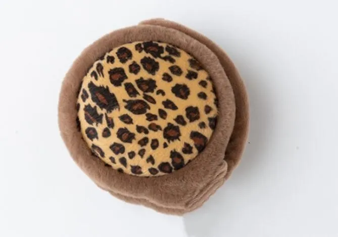 E Leopard Khaki VISNXGI, модные наушники из кроличьего меха для женщин, брендовые зимние наушники, теплые меховые наушники для девочек, однотонные цветные наушники - Цвет: E Leopard Khaki