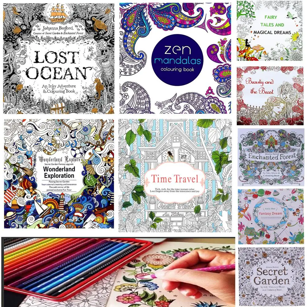 9 видов стилей Livre pour enfants граффити/Алиса в стране чудес/Новый Inky Treasure Hunt and Coloring Book