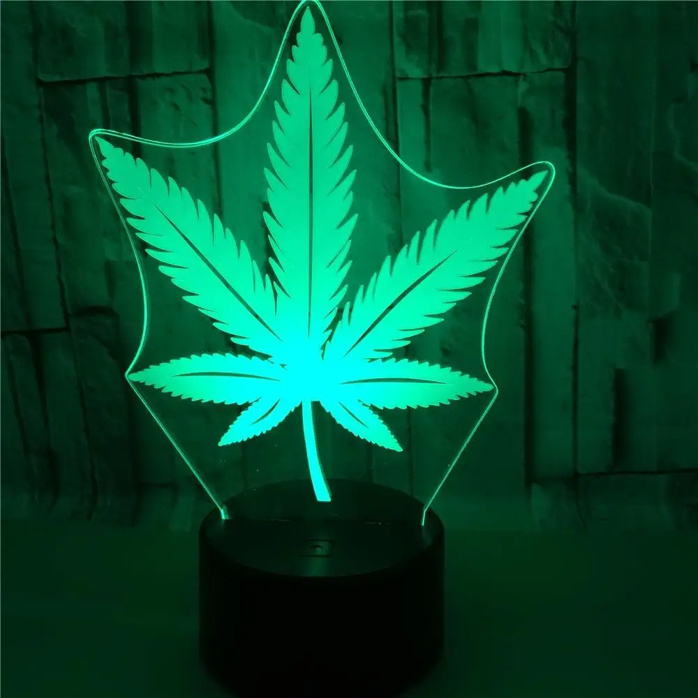 

Светодиодная 3d лампа Weed с 7 изменениями цветов, USB светодиодсветодиодный настольные лампы с дистанционным сенсорным выключателем, акриловы...