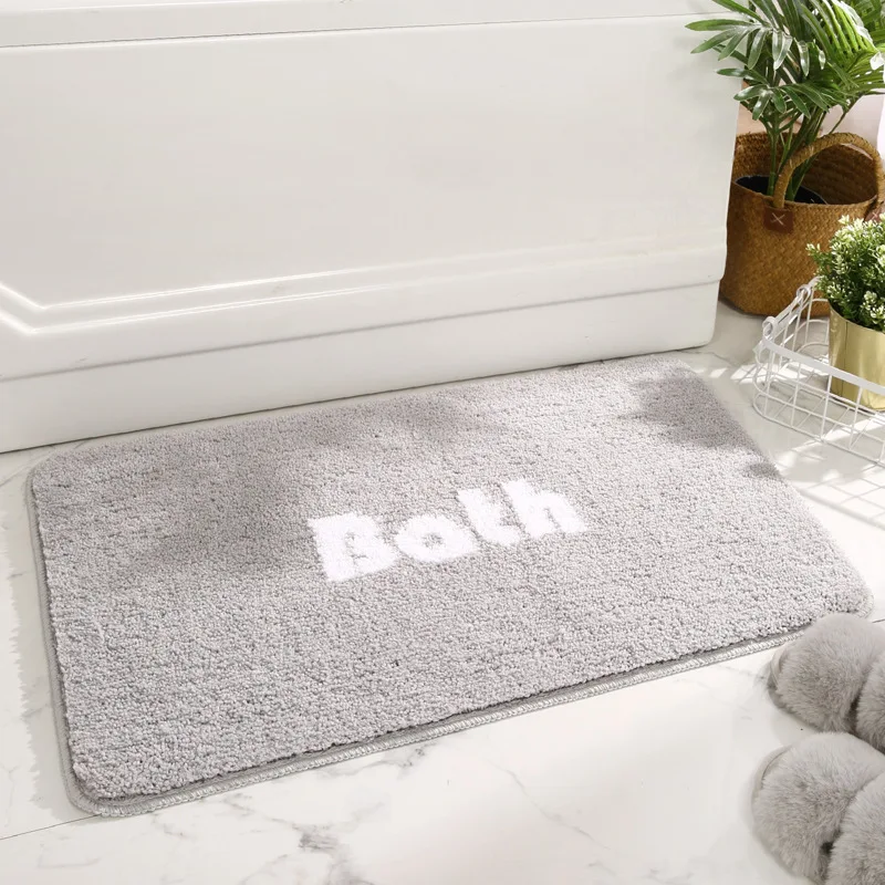 

New Modern Quality Soft Bathroom Mat Flocking Toilet Shower Room Bath Rug Hallway Doormat Absorbent Non-Slip Floor Carpet 1Pcs
