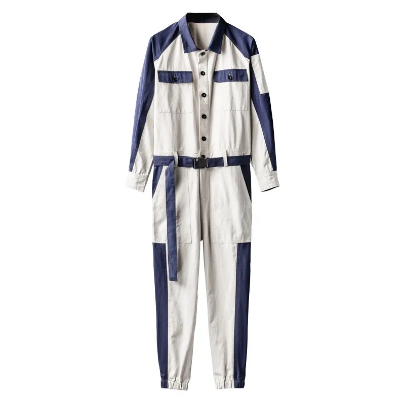 Модный мужской цельный комбинезон с длинным рукавом брюки-карго винтажные