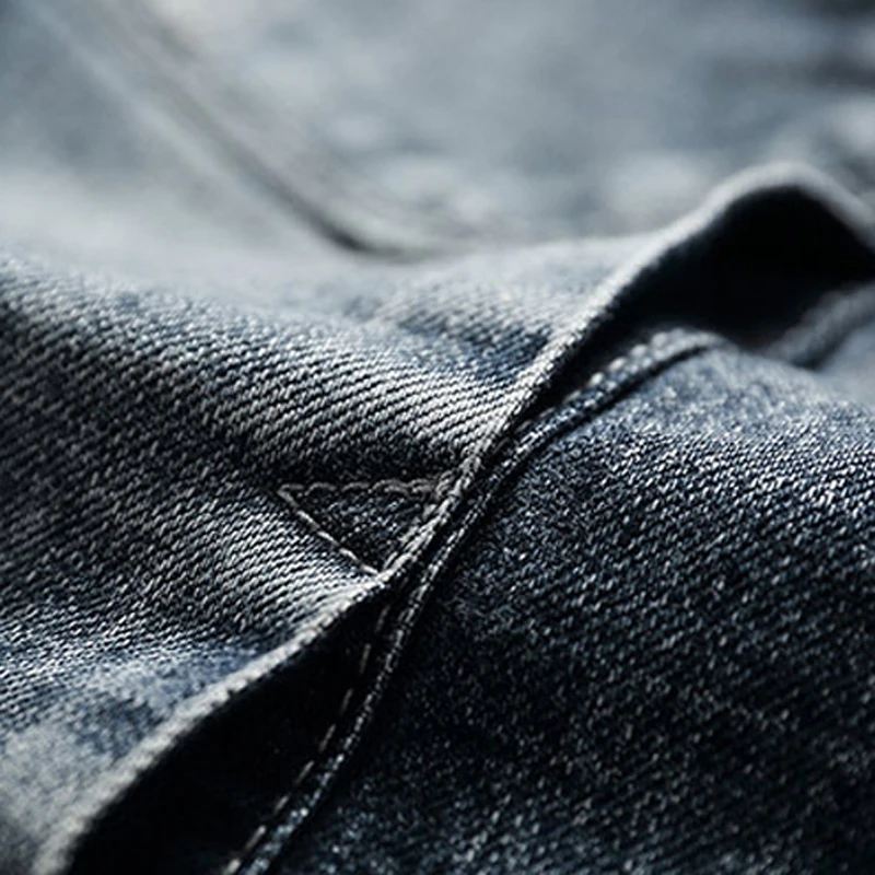 

Autumn Winter Locomotive Denim Jacket Coats Male European Style Elastic Designer Brand Biker Mens Jeans Coats Overcoat A198