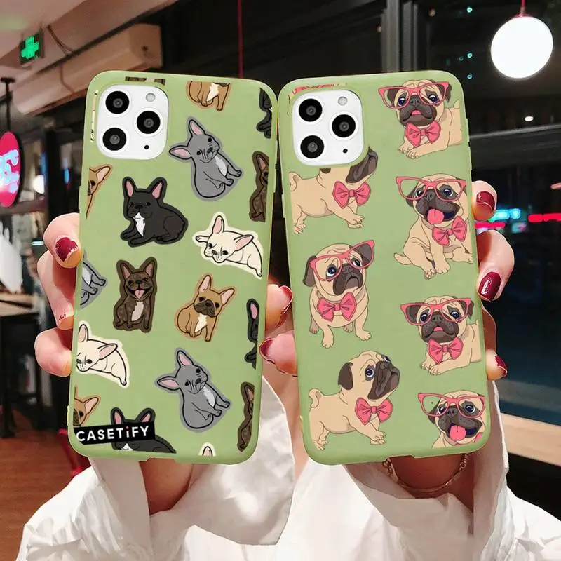

French Bulldog Phone Case Candy Color for iPhone 11 12 mini pro XS MAX 8 7 6 6S Plus X 5S SE 2020 XR