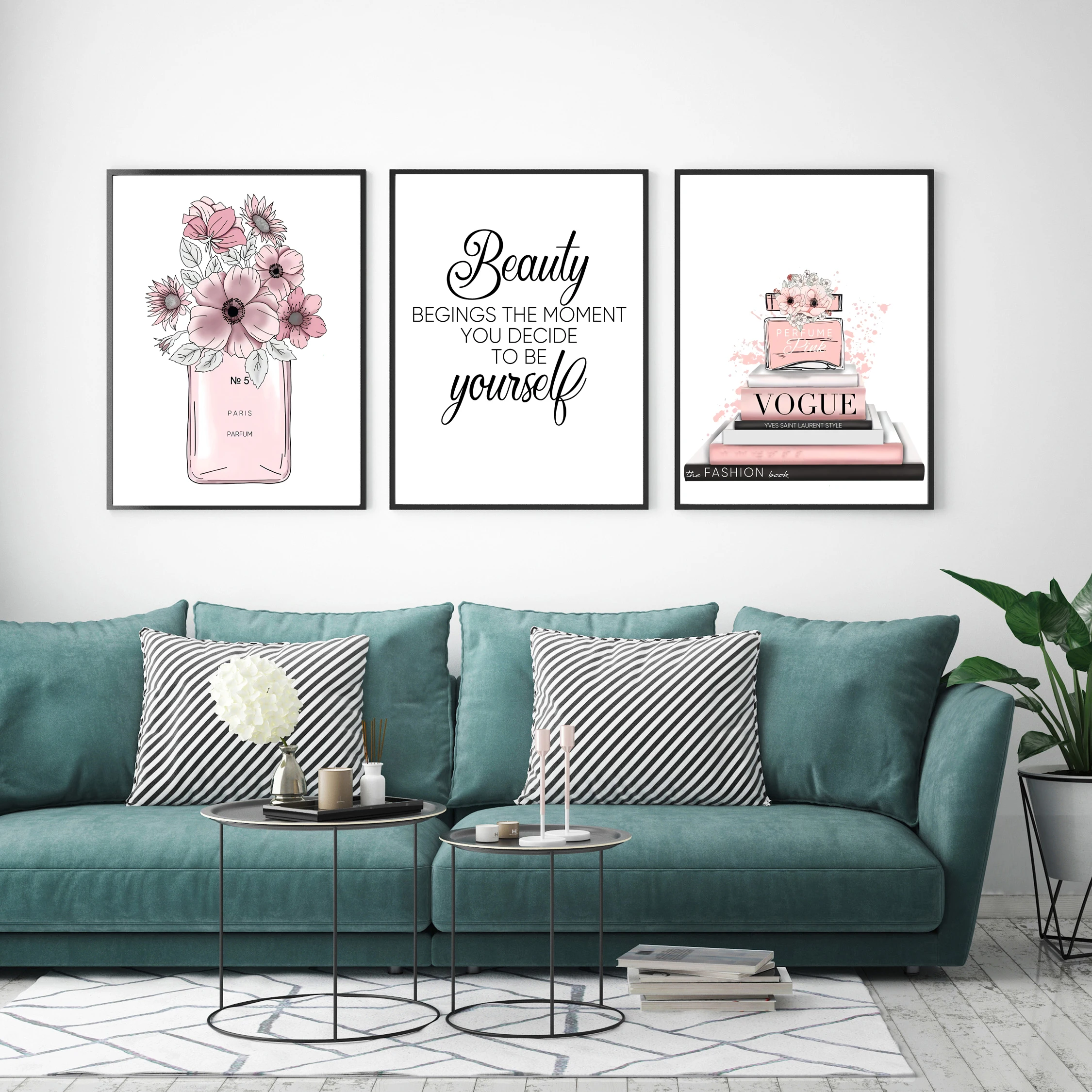 Nordic домашний декор модные бутылочка с женскими духами холст для живописи стены