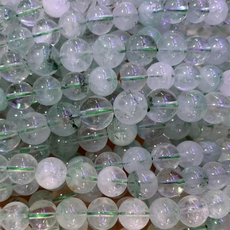 

Real Genuine Natural clear Mountain Fvchsite Phanton Green Quartz Round Loose Gemstone Stone Big Beads 6mm 15" 06422