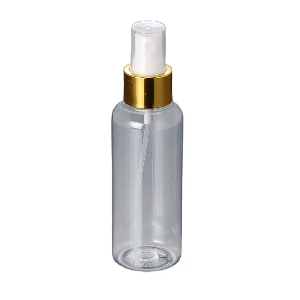 Белый/прозрачный пластиковый ПЭТ флакон 100 мл Золотой Серебряный распылитель