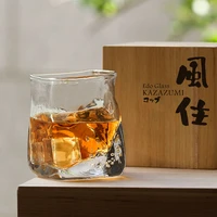 edo designer kazazumi handmade japanese whisky artwork wine cup wind holding random modeling design creative whiskey glass
