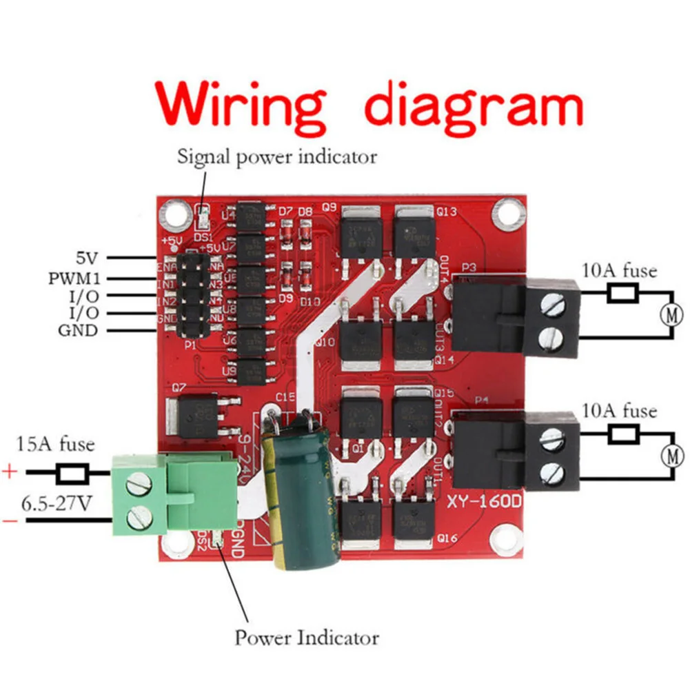 6 5 V ~ 27V двойной модуль привода двигателя постоянного тока 7A 160W 12V/24V ШИМ H-bridge L298