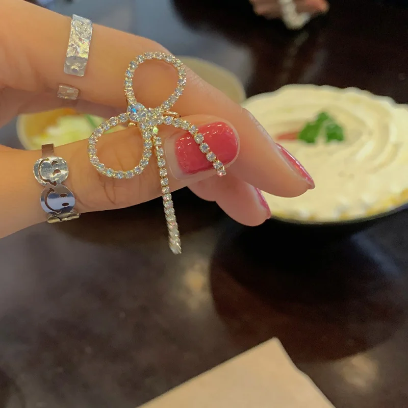 

Design Bow Rhinestone Tassel Ear Clip Super FairyinsDesign Sense Non-Pierced Ear Bone Clip Earrings Sweet Fashion