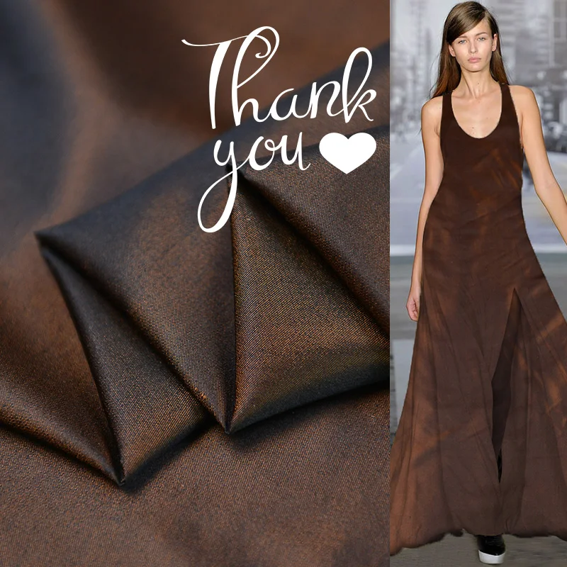 

Brown soft glutinous bone suit gown fabric silk double Palace satin yarn-dyed caramel color women's dress fabric
