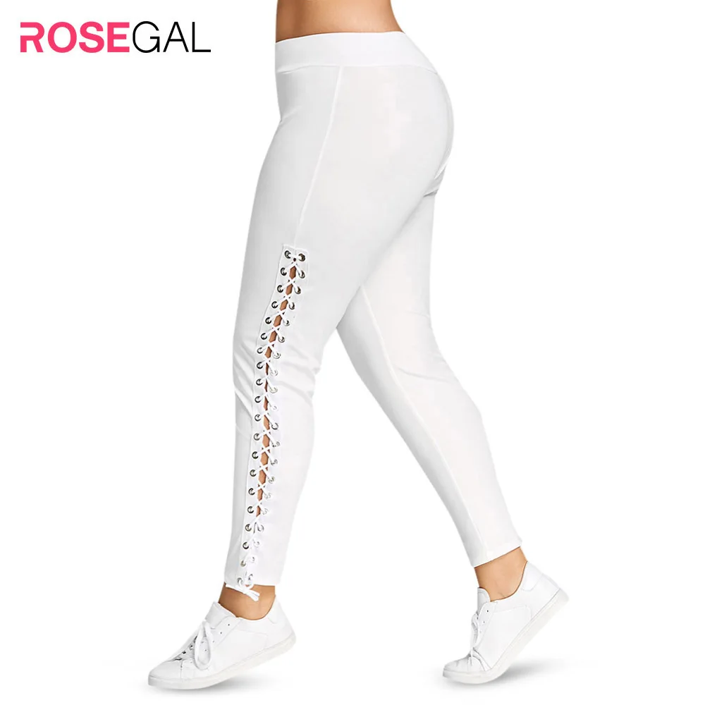 ROSE GAL Женские брюки Узкие Леггинсы Плюс Размер с Узелками и Шнурками Карандаш