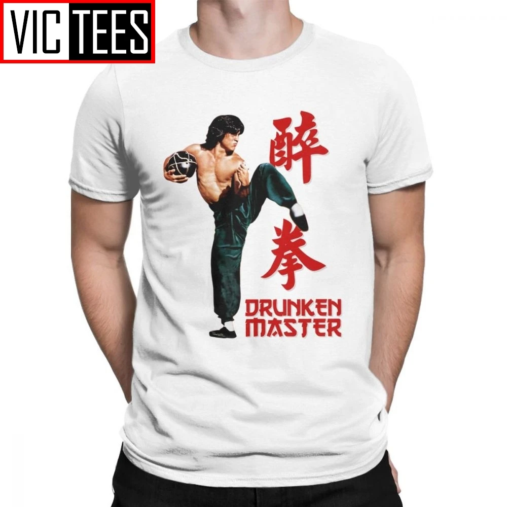 Jackie Chan Drunken Master T-Shirts Men Pure Cotton T Shirt Movie Chinese Dragon China Kung Fu Fight Tees New
